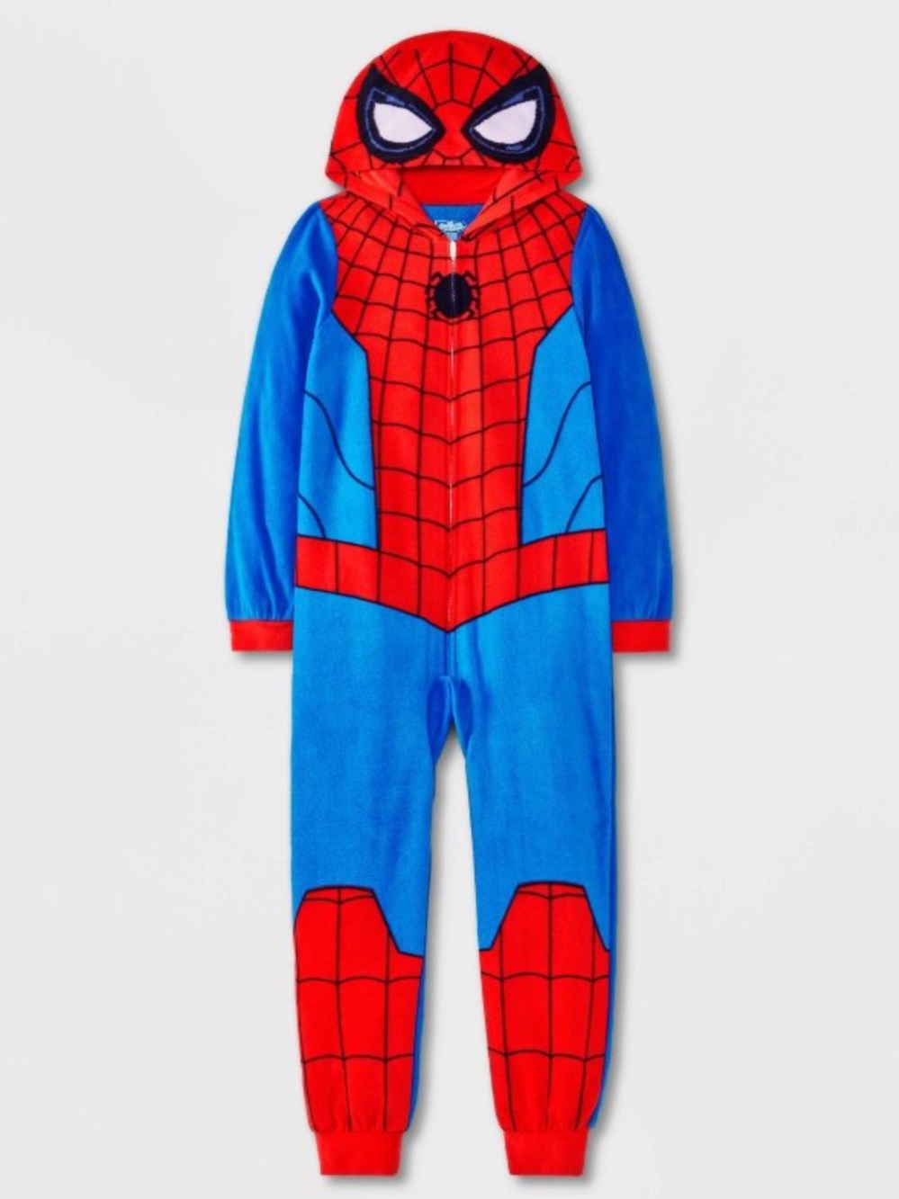 Spiderman Kids Fleece Hooded One-Piece Pajamas - Red & Blue
